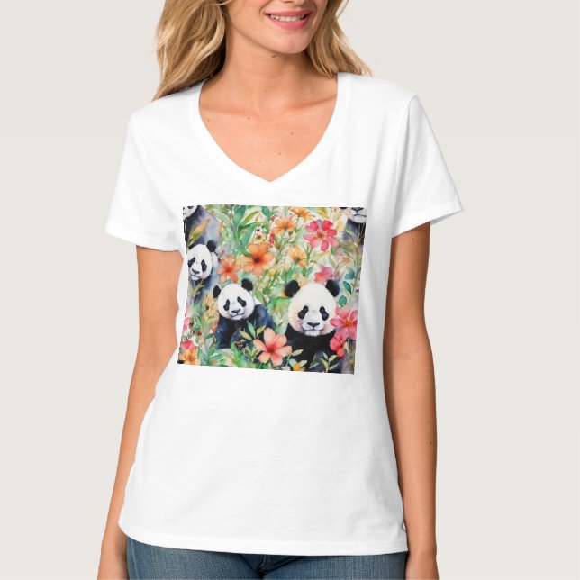 T-shirt Ours en panda aquarelle (Devant)