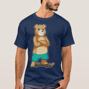 T-shirt Ours en patineur avec planche à roulettes