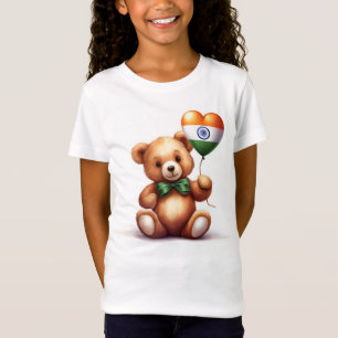 T-Shirt ours en peluche & ballon avec drapeau indien.