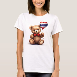 T-shirt ours en peluche & ballon avec drapeau thaïlandais.