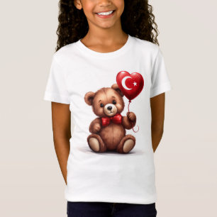 T-Shirt ours en peluche & ballon avec drapeau turc.