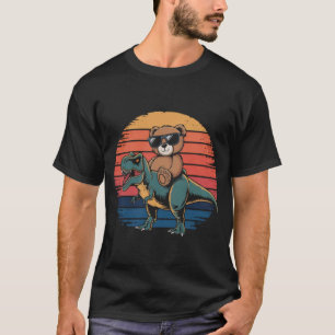 T-shirt Ours en peluche chevauchant un Dinosaur vintage