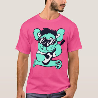 T-shirt Ours en peluche cool assis jouant de la guitare mu