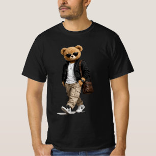 T-shirt Ours en peluche cool qui marche avec des lunettes
