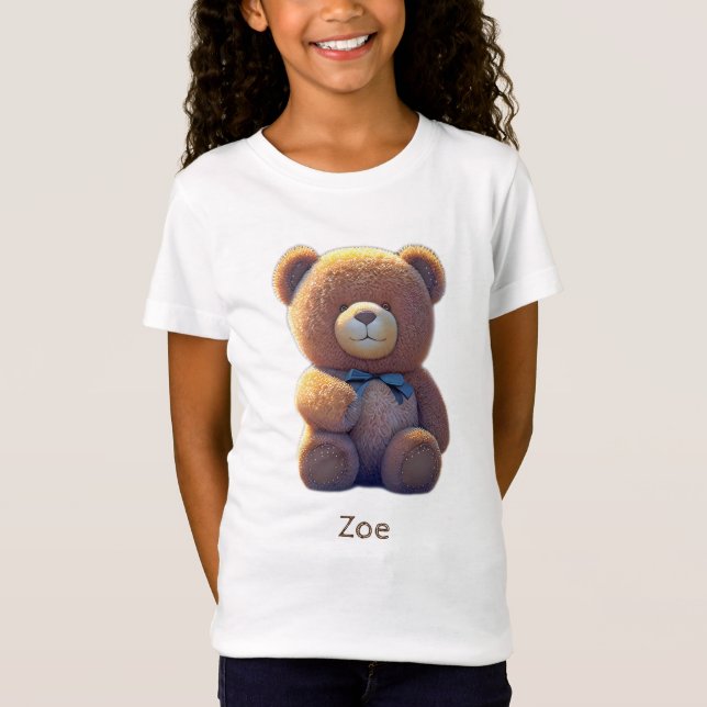T-Shirt ours en peluche dans une prairie, enfants mignons (Devant)