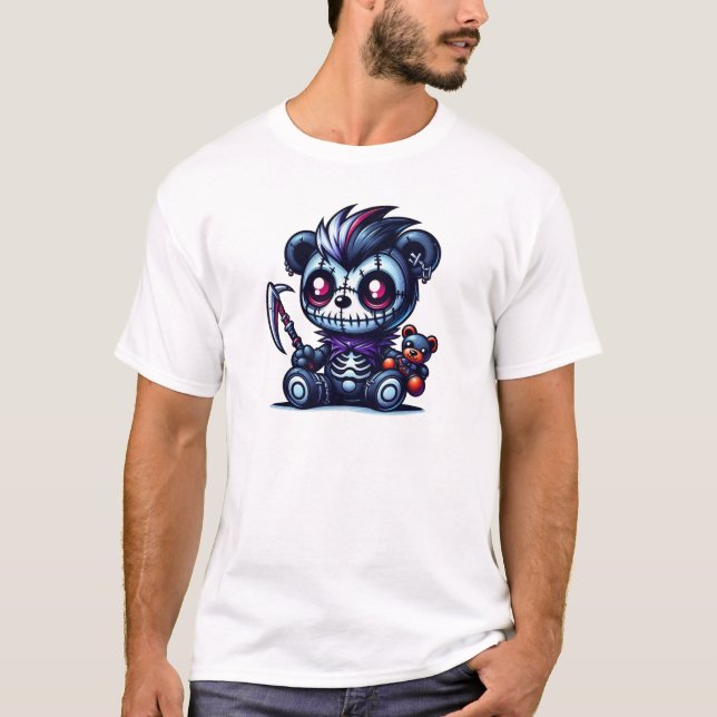 T-shirt Ours en peluche de squelette éffrayant (Devant)