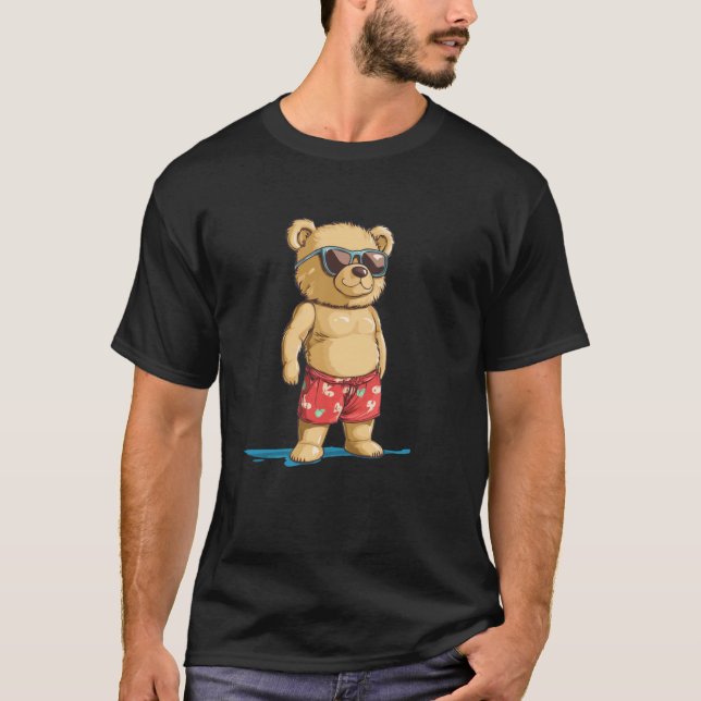 T-shirt Ours en peluche décontracté en short de bain pour  (Devant)