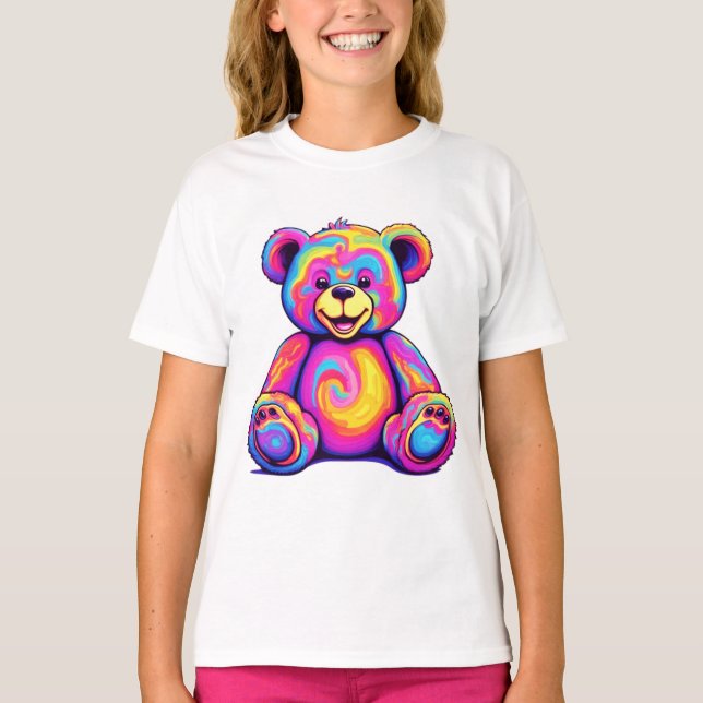 T-shirt Ours en peluche hippie arc-en-ciel psychédélique c (Devant)