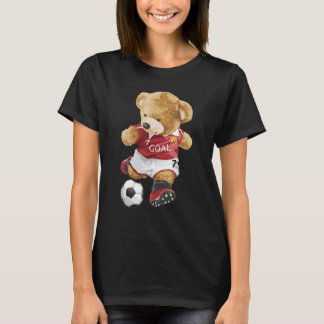 T-shirt Ours en peluche mignon jouant au football