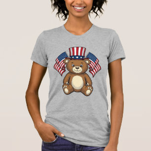 T-shirt Ours en peluche patriotique vintage vecteur concep