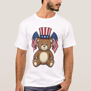 T-shirt Ours en peluche patriotique vintage vector design_