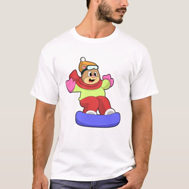 T-shirt Ours en snowboard avec snowboard (Devant)
