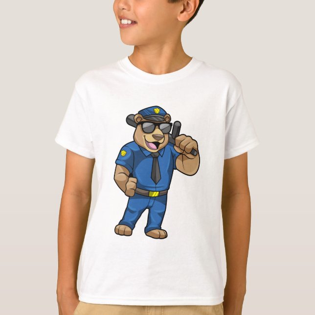 T-shirt Ours en tant qu'officier de police avec Baton (Devant)