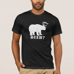 T-shirt Ours et cerfs communs = bière ? Pièce en t ivre 