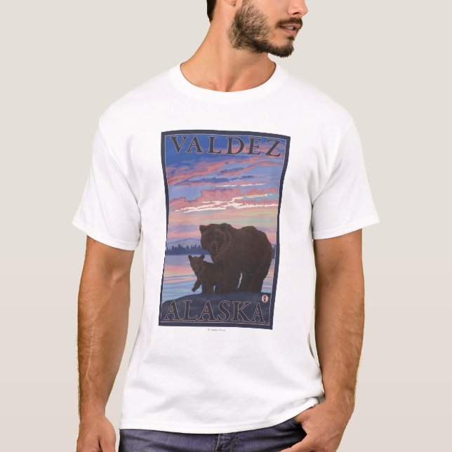 T-shirt Ours et CUB - Valdez, Alaska (Devant)