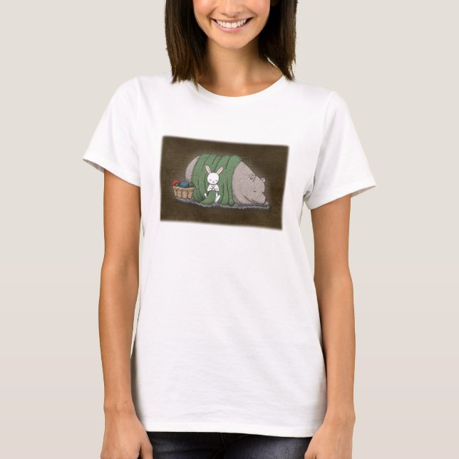 T-shirt Ours et lapin Tricot Amour mou Bois Animal (Devant)