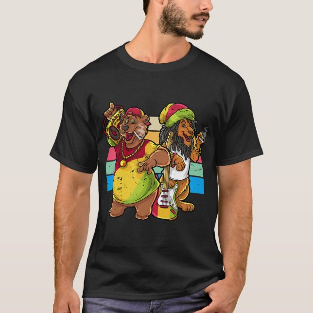 T-shirt Ours et lion rasta  (Devant)