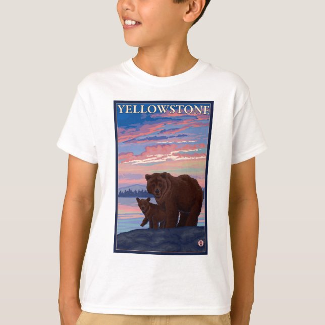 T-shirt Ours et parc national de CUB - de Yellowstone (Devant)