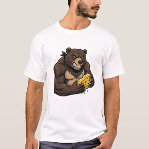 T-shirt Ours féminin mangeant du fromage