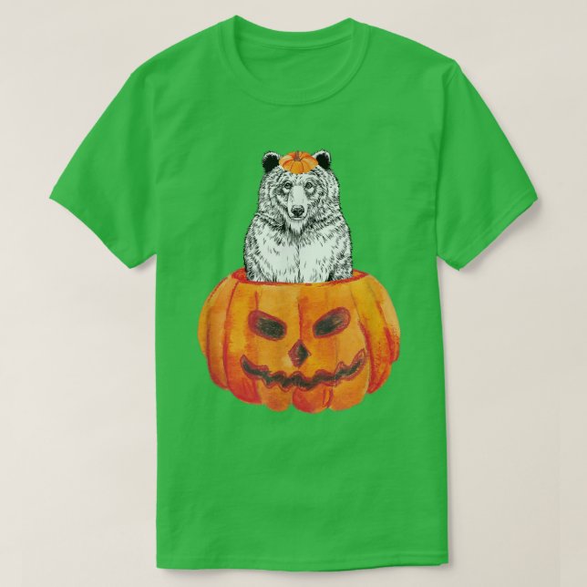 T-shirt Ours grizzli Joyeux Halloween Citrouille Woodland  (Design devant)