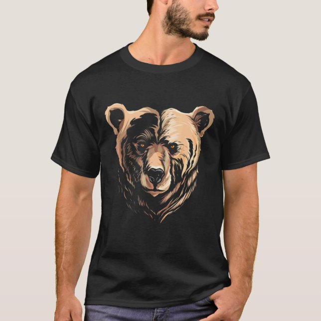 T-shirt Ours Grizzli Visage Visant La Tête (Devant)