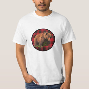 T-Shirt Ours Grizzly à carreaux de Buffalo