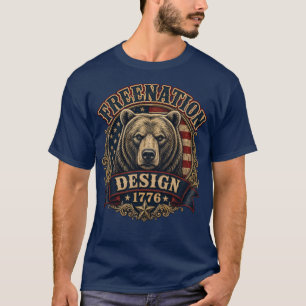 T-shirt Ours Grizzly Américain Design Patriotique Nation L