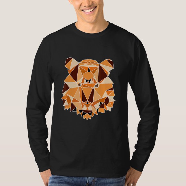 T-shirt Ours Grizzly Faune Minimalisme Art basse Poly (Devant)