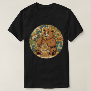 T-shirt Ours Heureux Mangeant du Miel - Art Groovy de la N
