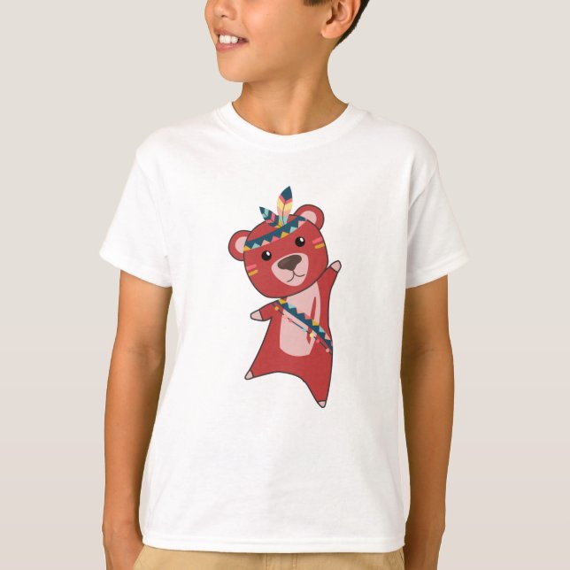 T-shirt Ours Indien Fashing Teddy Feather mignonne (Devant)