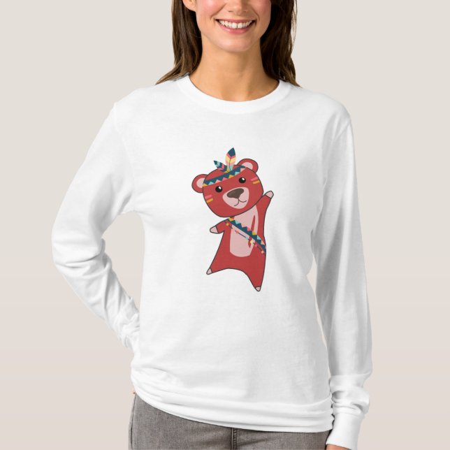 T-shirt Ours Indien Fashing Teddy Feather mignonne (Devant)