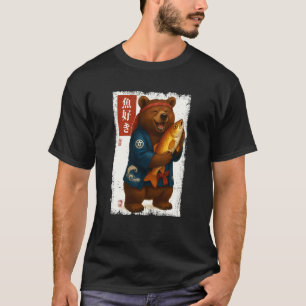 T-shirt Ours Japonais Kanji Poisson Japon Amateur d'Animau