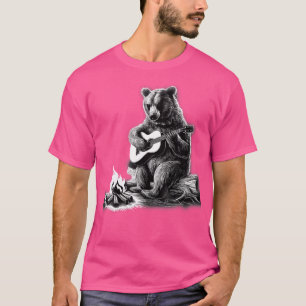 T-shirt Ours jouant de la guitare Rock sur feu de camp Our