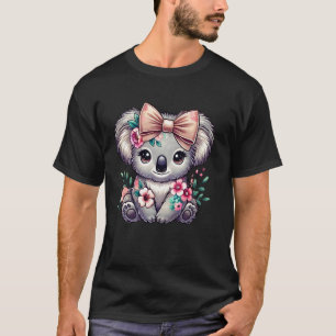 T-shirt Ours Koala Floral Fleur Arc Cute Koala Amoureux Fe