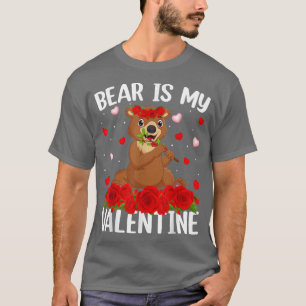 T-shirt Ours Lover Rouge Rose Fleur Coeur Ours Valentine's