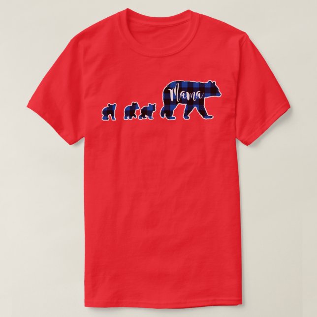 T-shirt Ours Mama avec trois 3 Cubes Che de Buffle Bleu No (Design devant)