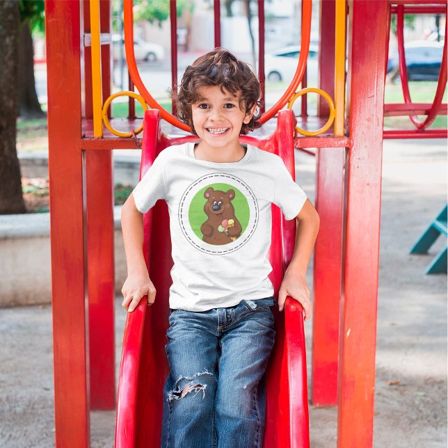 T-shirt Ours mignon avec crème glacée Cône animal amusant (Créateur téléchargé)