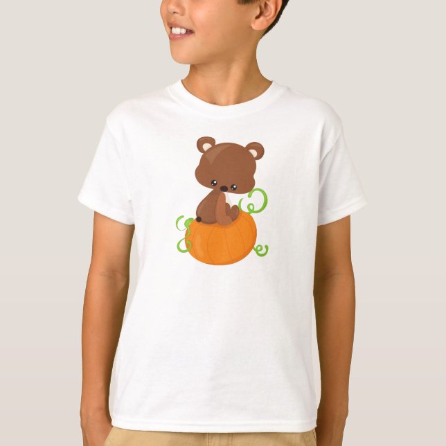 T-shirt Ours mignon, Ours petit, Ours Brown, Citrouille (Devant)