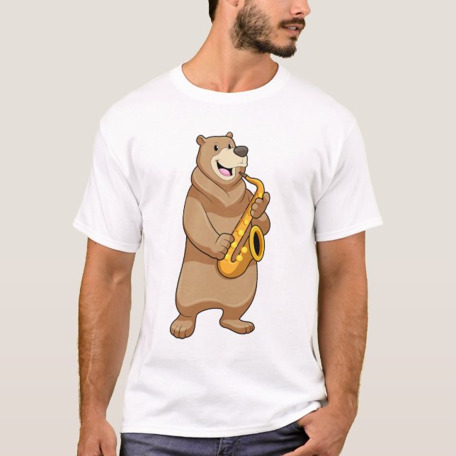 T-shirt Ours musicien avec saxophone (Devant)