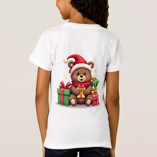 T-Shirt Ours Noël Père Noël avec cadeau design (Dos)