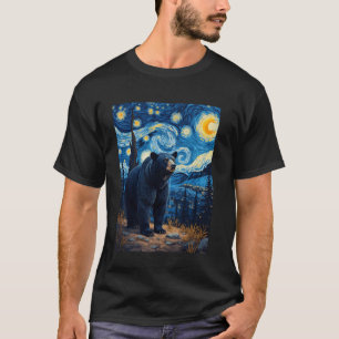 T-shirt Ours noir américain animal nuit étoilée de Van Gog