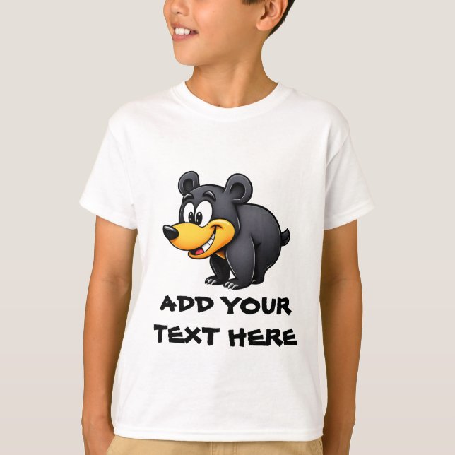 T-shirt Ours noir caricature (Devant)