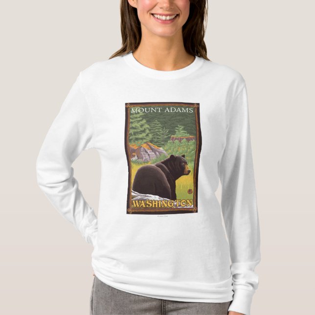 T-shirt Ours noir dans la forêt - bâti Adams, Washington (Devant)