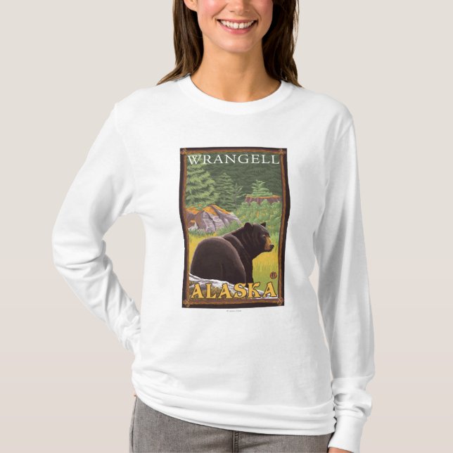 T-shirt Ours noir dans la forêt - Wrangell, Alaska (Devant)