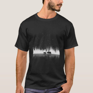 T-shirt Ours noir de la nature réflexion