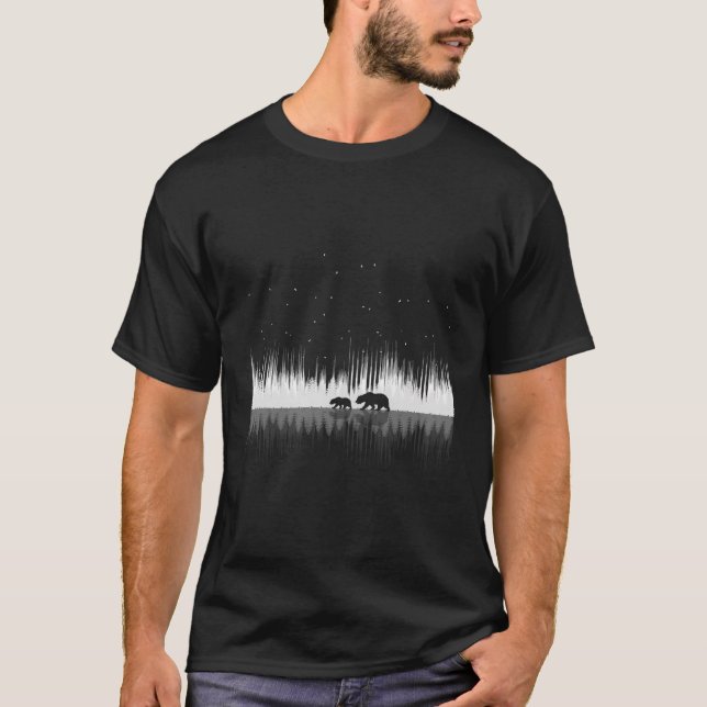T-shirt Ours noir de la nature réflexion (Devant)