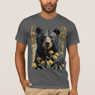 T-shirt Ours Noir Entouré De Fleur De Yucca 3