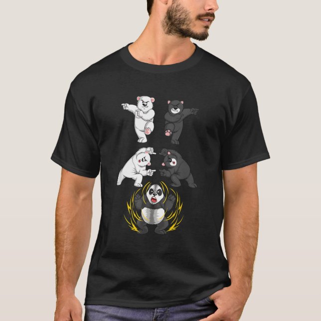 T-shirt Ours Noir Et Blanc Dans La Fusion Panda (Devant)