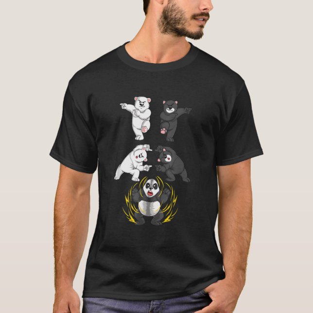 T-shirt Ours Noir Et Blanc En Fusion De Panda (Devant)