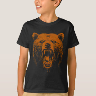 T-shirt Ours orange en colère Ours grizzly randonnée campi